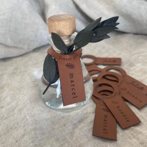 Label leder drankflesje