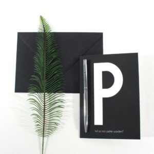 Kaart met zilveren pen "Wil je mijn peter worden"