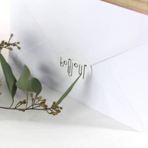 Stickers "Bonjour" (per 20) - WIT/ZWART