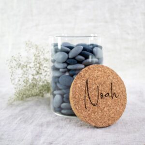 Uitdeelpot kurk 700ml transparant (incl. gravering)