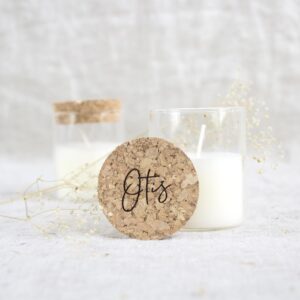 Potje kurk met kaars gegraveerd