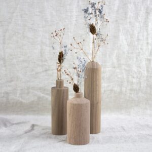 Set van 3 vaasjes walnoot