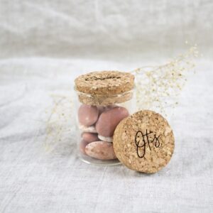 Glazen potje met kurken deksel (incl. gravering)